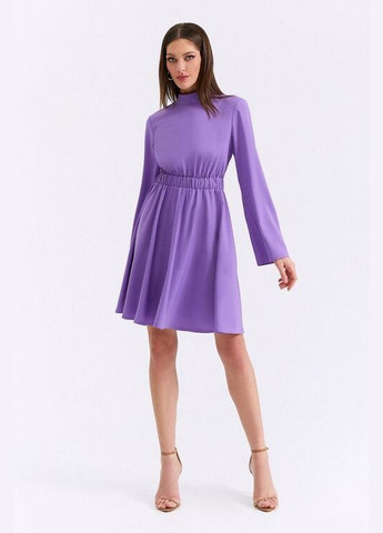 Фиолетовое платье мини с длинным рукавом софт фиолетовое Vovk однотонное
