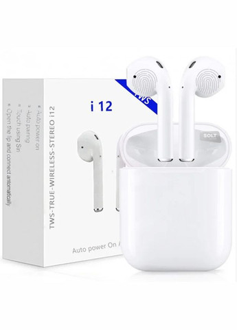 Бездротові навушники i12 tws білі сенсорні з мікрофоном глянцеві inpods No Brand (339092292)