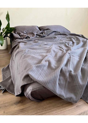 Покрывало Косичка хлопковое цвет серосиний ZEINTEX (315347327)