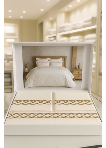 Комплект постельного белья Chain K.Beyaz Bej люкс сатин 220-200 см Tivolyo Home (369165618)