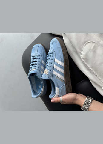 Блакитні Осінні кросівки чоловічі і жіночі adidas spezial handball blue white | адідас спеціал блакитні No Brand