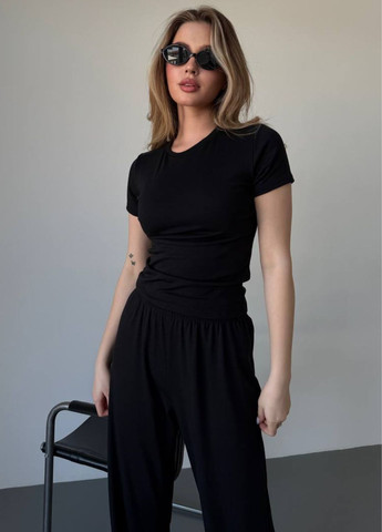 Базовий повсякденний легкий літній костюм двійка: футболка + штани палаццо Tik-Tak (340163505)