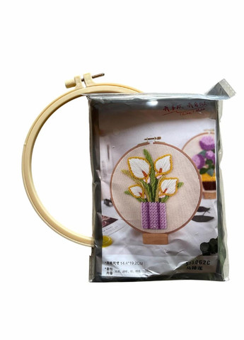 Набір для вишивання з п’яльцями — білі кали у вазі No Brand (364502564)