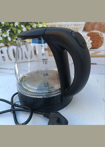 Дисковий скляний електрочайник 1,2л чайник електричний чайник скляний EB-83552 1500 Вт Чорний - Світловий індикатор робот Edenberg (299337451)