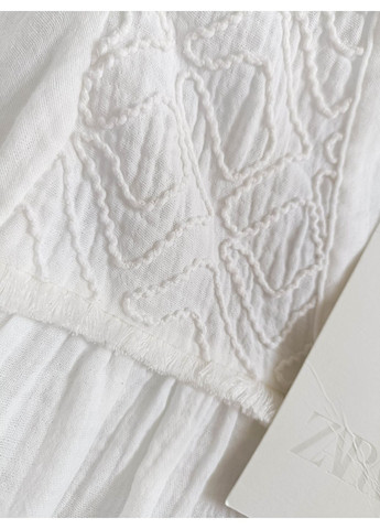 Біла бавовняна блуза із вишивкою Zara