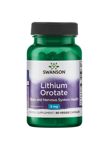 Літій (оротат),, Lithium Orotate, 5 мг, 60 капсул Swanson (366733744)