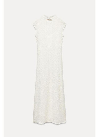 Белое длинное платье с вышивкой zw коллекция Zara