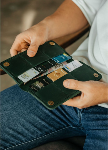 Мужское портмоне кожаное Longer зелёное No Brand (356130710)