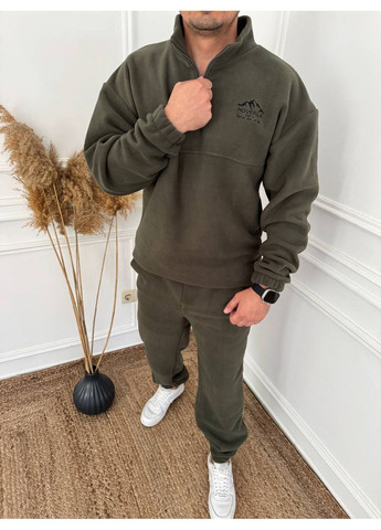 Оливковый (хаки) демисезонный костюм мужской брючный No Brand