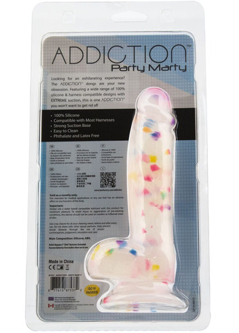 Фалоімітатор з цукерки PARTY MARTY-7.5 ” – FROST &CONFETTI, 19 см, силікон, вібропуля ADDICTION (297865762)