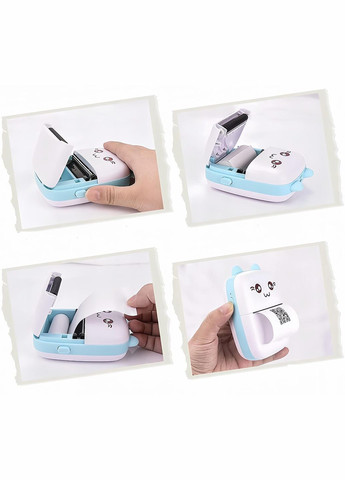 Детский мини принтер с набором бумаги 2 шт Белый с бирюзовым No Brand (299153200)