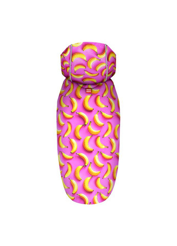 Дощовик-накидка з капюшоном для собак Clothes, малюнок "Банани на рожевому",, А 32-35 см, B 41-52 см, С 26-33 см WAUDOG (322002038)