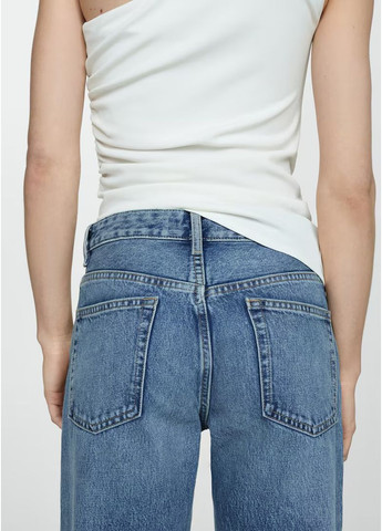 Джинси сині рівні прямі середня посадка Mango - (370339537)