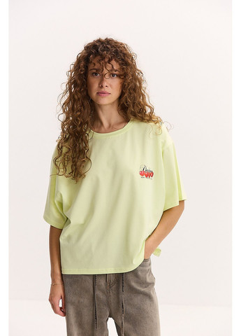 Жіноча футболка оверсайз рожева з принтом Don`t taste my love Arjen - (353306027)