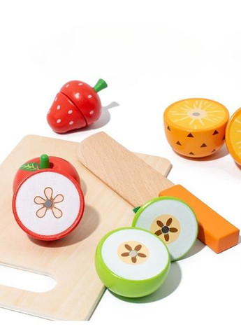 Дерев'яний ігровий набір фруктів для нарізки на магнітах з коробкою, дошками, ножами No Brand (323148370)
