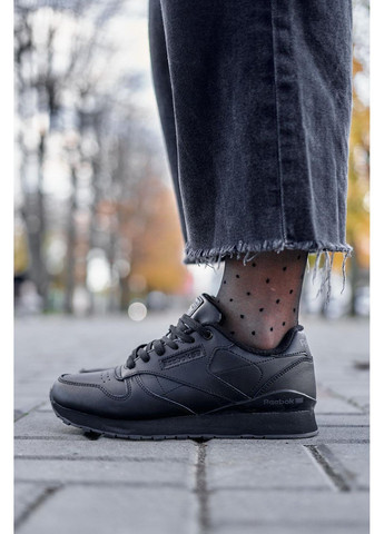 Чорні Осінні кросівки чоловічі reebok classic black fleece рібок No Brand