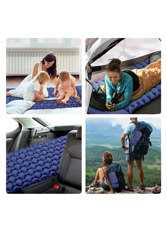 Надувной коврик каремат с подушкой встроенным насосом для туризма походов кемпинга 225х70 см (477778-Prob) Темно-синий Unbranded (299869876)
