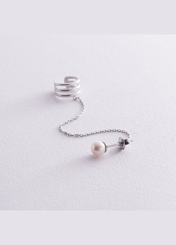 Сережка - каффа Трініті з перлиною (біле золото) с08251 Oniks (264644448)