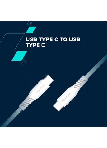 Дата кабель (m455400) Canyon USB-C to USB-C 1.2m CC100SC 100W White (367070298)