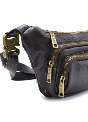 Мужская поясная сумка из телячьей кожи с четырьмя отделениями темно-коричневая TARWA (302315084)