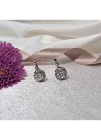 Серебряные серёжки серьги с Белыми камнями серебро 925 пробы Родированное 82053б 3.30г Nobrand (370438600)