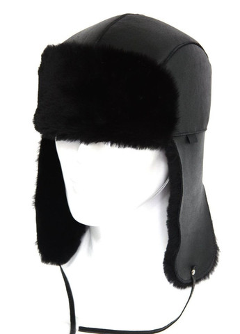 Ушанка чоловіча з овчини "Меринос" чорна (SC43022) Shlyapka (295922916)