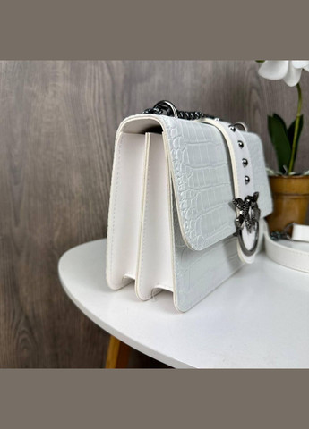 Мини сумочка клатч экокожа рептилия с птицами белая (sku_836Б) No Brand (330576622)