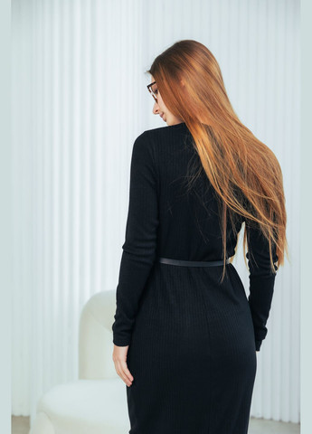 Черное спортивное, деловое, повседневный, кэжуал masoli трикотажное платье в рубчик силуэтная, футляр No Brand