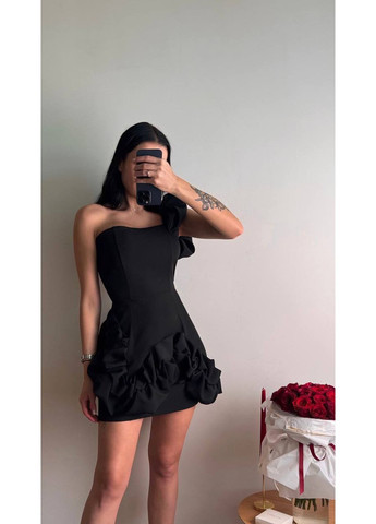 Чорна святковий сукня жіноча з відкритими плечима No Brand однотонна