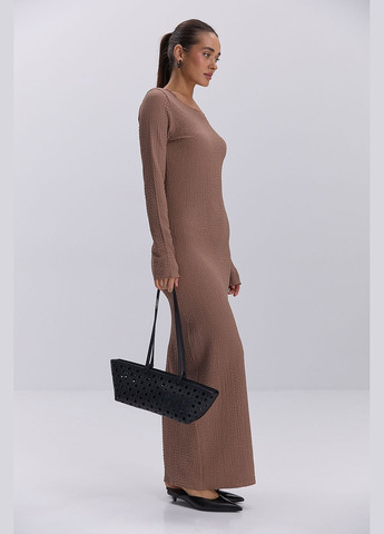 Коричнева довге трикотажне плаття з довгими рукавами Arjen