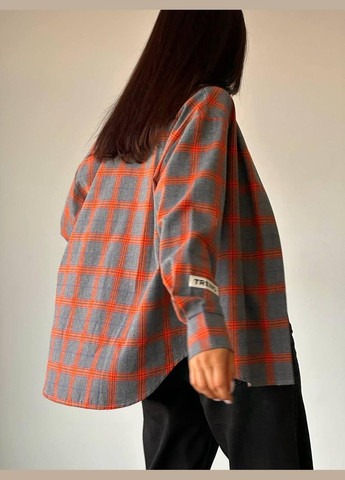 Оранжевая кэжуал рубашка в клетку JUGO с длинным рукавом