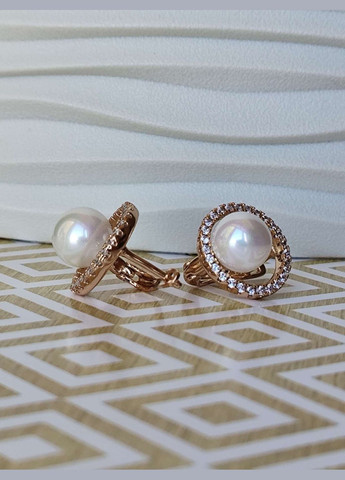 Сережки круглі з штучними перлинами ксюпінг xuping позолота медичне золото Xuping Jewelry (336190176)