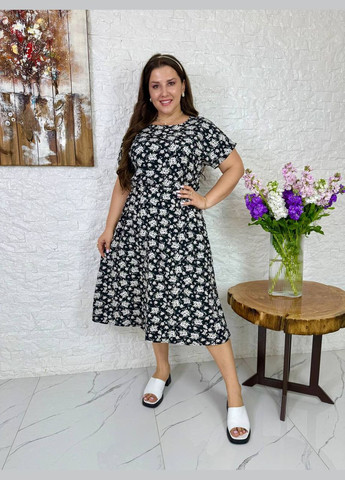 Чорна плаття подовжене літнє Україна з квітковим принтом