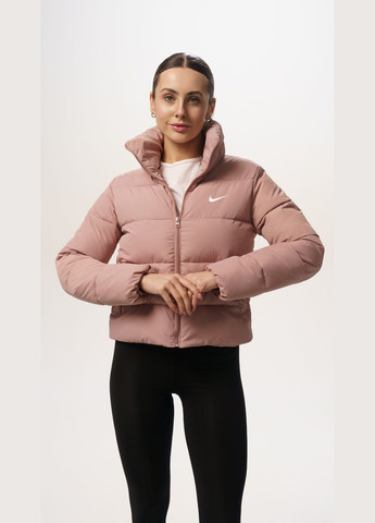 Пудрова демісезонна легкий вкорочений пуховик під шкіру Vakko