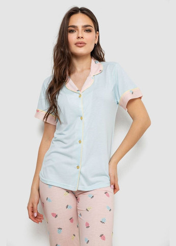 Блакитна всесезон жіноча піжама з принтом Fashion