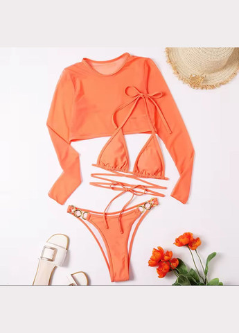 Оранжевый купальник с накидкой сеткой Trendy