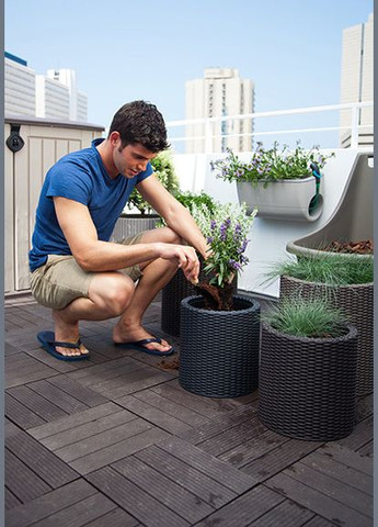 Горщик для квітів 39 л. Cylinder Planter Large, коричневий Keter (329408124)