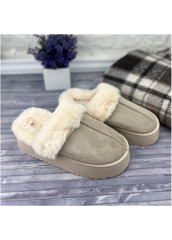Бежевые тапочки жiночi домашнi в стилi угг на платформi е-008066-3 бежевi Jomix