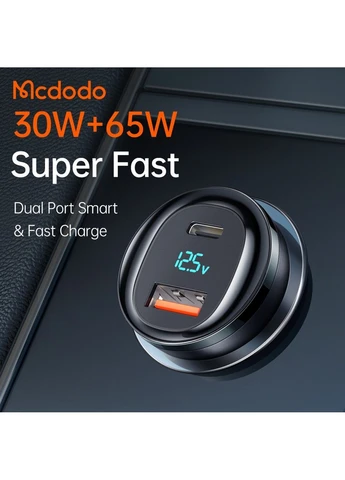 Автомобильное зарядное устройство 95W USB-C+USB-A с цифровым дисплеем (PD 65W + QC 30W) CC-5670 McDodo (401052697)