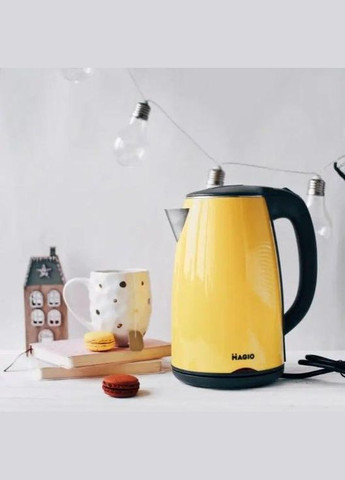 Електрочайник MG-976 чайник-термос із нержавіючої сталі для дому жовтий 1.7 л 1800 Вт Magio (298618364)