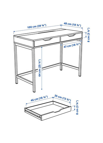 Поєднання стіл/шафа ІКЕА ALEX/LANGFJALL / KALLAX (s09436757) IKEA (278406202)
