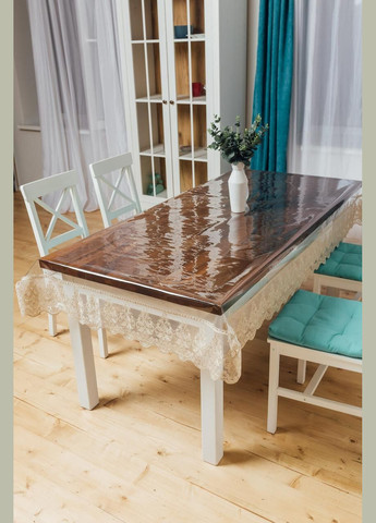 Силіконова скатертина Бежеве Широке Мереживо 180x120см Royal House (315144686)