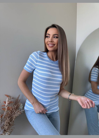 Женская базовая футболка в полоску MonCher - (329826789)