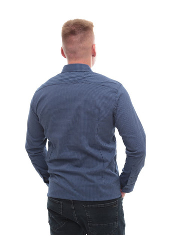 Сорочка чоловіча синя в клітинку тонка великий розмір Bagarda Приталена (302879205)