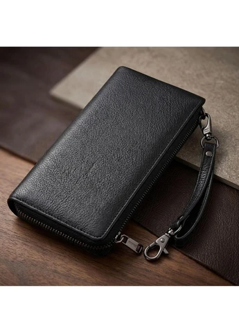 Практичный кожаный кошелек на три отделения ST Leather Черный Верховинка 23111 (398291793)