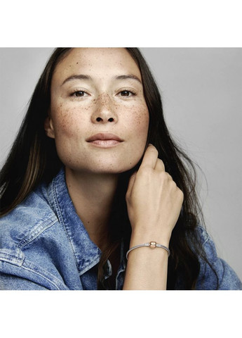 Серебряный браслет-основа Пандора с застежкой с покрытием 14к розовым золотом 580702 Kabluchka (355347715)