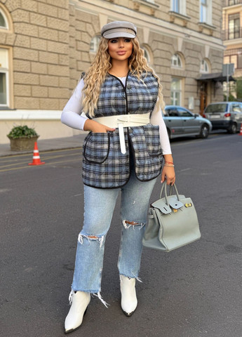 Жилетка женская фланелевая демисезонная на пуговицах No Brand (362590028)