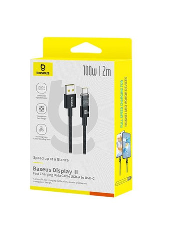Кабель Display 2 Fast Charging Data Cable USB-A to USB-C 100W 2m Black Baseus (365729061)