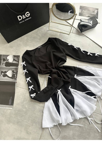 Черное праздничный платье с трендовым бантом 🎀 — замеры в описании силуэтная DK/DL Мода без кордонів однотонное