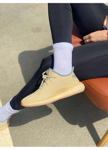 Жовті Осінні кросівки чоловічі adidas yeezy boost 350 v2 yellow linen адідас ізі буст No Brand